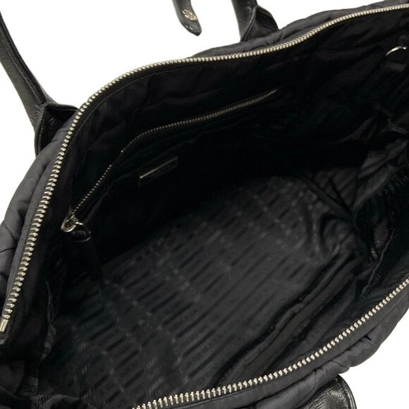 Auth PRADA - 1BG160 Black Nylon Leather Handbag - Picture 6 of 16